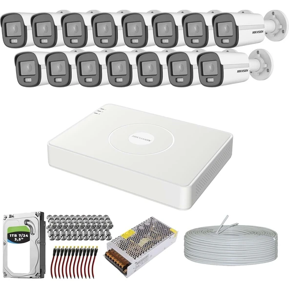 Hıkvısıon Colorvu Gece-Karanlıkta 7/24 Renkli ve Sesli 15 Kameralı Set 1tb 7/24 HDD ürün görseli 1