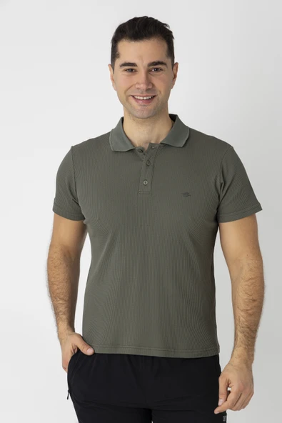 Crozwise Pamuk Pike Waffle Polo Yaka Tişört Haki 7152-04 ürün görseli 1