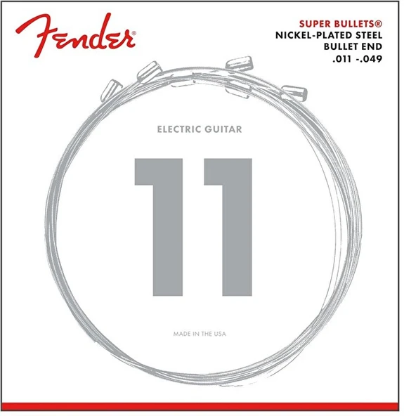 Fender 0733250408 Super Bullet Nickel Plated Steel Elektro Gitar Teli (11-49) | 3250M Bullet Uçlu Medium Set Artırılmış Sustain ürün görseli 1