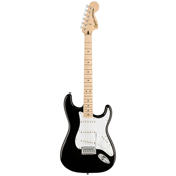 Squier 0378002506 Affinity Stratocaster Elektro Gitar (Siyah) | Akçaağaç Klavye Büyük Kafa (Headstock) ve Siyah Cila ürün görseli 1