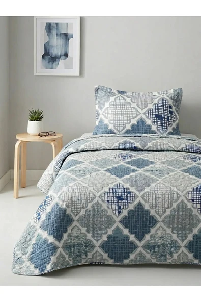 Zorlu Tekstil Trio Tek Kişilik Kapitoneli Yatak Örtüsü Seti - 180x240 cm/50x70 cm- Desenli ürün görseli 1