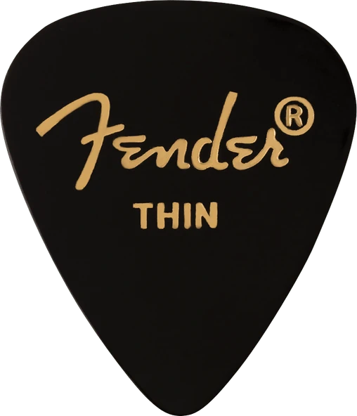 Fender 1980351706 Classic Celluloid Black 351 Shape Thin Gitar Penası (12'li) | Klasik Selüloit Malzeme İnce Yapı ve Pürüzsüz Çalım Hissi ürün görseli 1