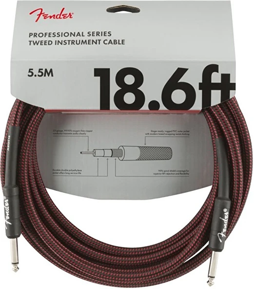 Fender 0990820067 Professional Enstrüman Kablosu (5.5m - Kırmızı Tweed) | 5.5 Metre Kırmızı Tweed Esnek ve Dolaşmayı Önleyen Yapı ürün görseli 1