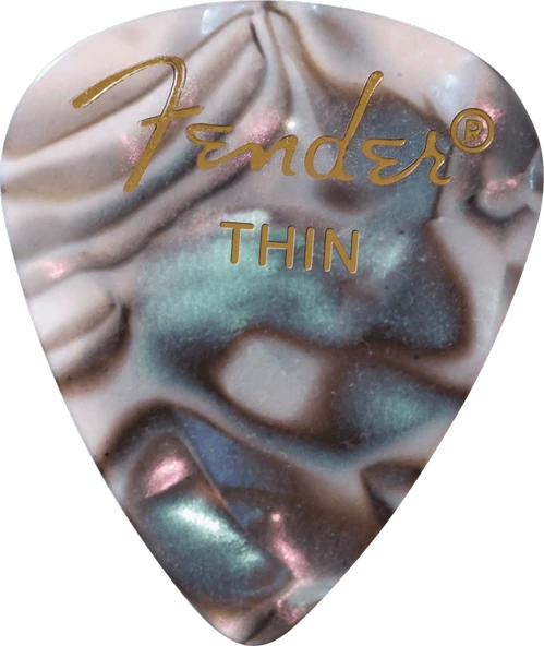 Fender 1980351757 Premium Celluloid 351 Shape Thin Gitar Penası (Abalone) | Abalone Desen İnce Yapı ile Yumuşak Akor Geçişleri (12'li) ürün görseli 1