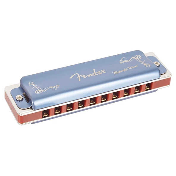 Fender 0990702104 Midnight Blues Mızıka (Re - D Majör) | Koyu Mavi Kapaklı Şık Tasarım Fosfor Bronz Diller ve Dayanıklı Kutu ürün görseli 1