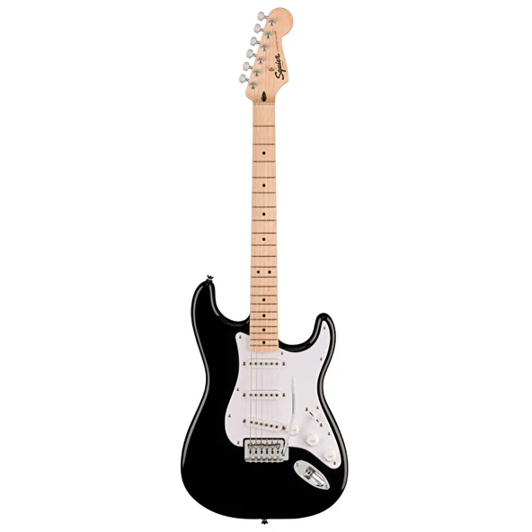 Squier 0373152506 Sonic Stratocaster Elektro Gitar (Siyah) | Akçaağaç Klavye Siyah Parlak Cila ve Beyaz Pickguard ürün görseli 1