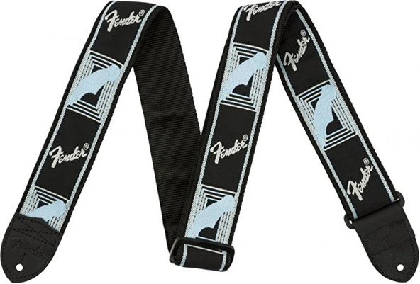 Fender 0990681502 Monogrammed Gitar Askısı (Siyah/Gri/Mavi) | Klasik Fender Tasarımı Dayanıklı Deri Uçlar ve Konforlu Omuz Desteği ürün görseli 1
