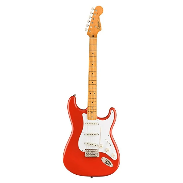 Squier 0374005540 Classic Vibe '50s Stratocaster Elektro Gitar (F.Red) | Akçaağaç Klavye Hank Marvin Tarzı Kırmızı Renk ürün görseli 1