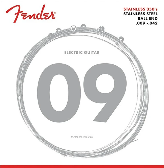 Fender 0730350403 Stainless 350s Çelik Elektro Gitar Teli (09-42) | Paslanmaz Çelik Sarım Parlak Ton ve Korozyona Karşı Yüksek Direnç ürün görseli 1