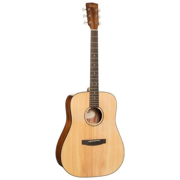Cort EARTH60NAT Masif Ladin Kapaklı Akustik Gitar (Başlangıç/Orta Seviye) | Dreadnought Kasa Formu, Natürel Parlak Bitiş ve Geleneksel Akustik Tonlar ürün görseli 1