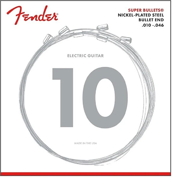 Fender 0733250406 Super Kapsül Nickel Plated Steel Elektro Gitar Teli (10-46) | 3250R Bullet Uçlu Regular Set Akort Kararlılığı Sağlar ürün görseli 1