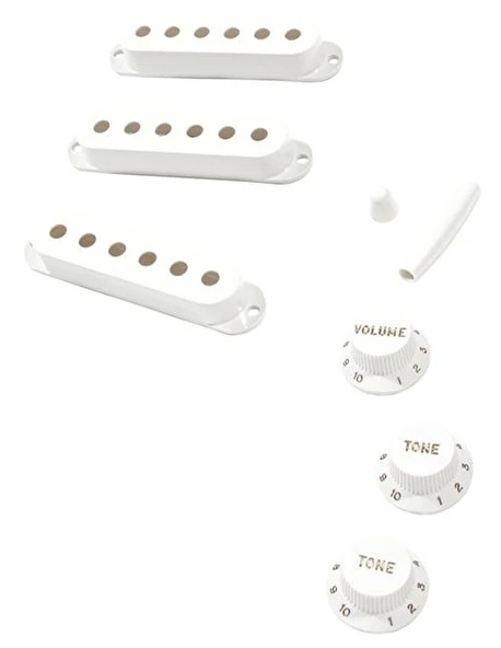 Fender 0992096000 Pure Vintage 50s Stratocaster Aksesuar Kiti (Eggshell) | Yumurta Kabuğu Rengi Manyetik Kapakları ve Düğmeler 50'ler Tarzı ürün görseli 1