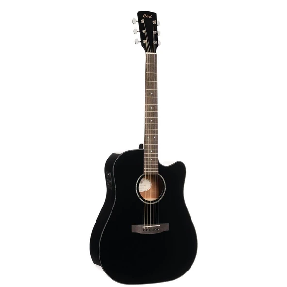 Cort Earth60CEBK Elektro Akustik Gitar - Siyah (Başlangıç/Orta Seviye) | Kesik Kasa (Cutaway) Tasarımı, Ladin Kapak ve Dahili Preamp/EQ Sistemi ürün görseli 1