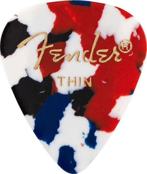 Fender 1980351750 Classic Celluloid Confetti 351 Shape Thin Gitar Penası (12'li) | Esnek İnce Yapı Akustik Ritimler İçin İdeal ürün görseli 1