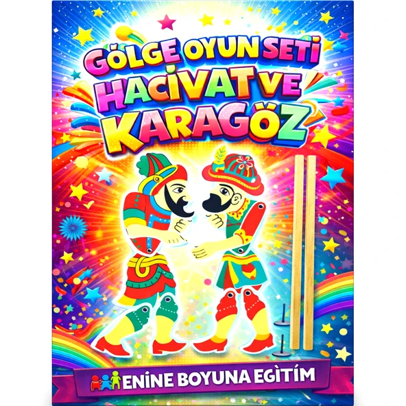 Hacivat Karagöz Gölge Oyunu Seti  26 CM Kukla  Geleneksel Türk Tiyatrosu ürün görseli 1