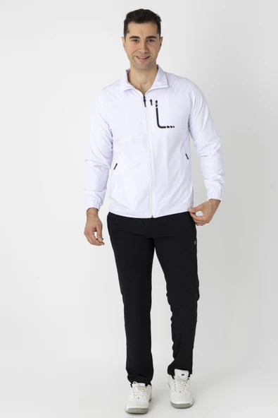 Crozwise Spor Lycra Erkek Eşofman Takımı Beyaz 1247-08 ürün görseli 1