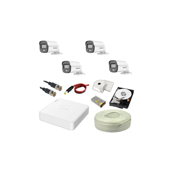 HIKVISION Colorvu 4lü 2mp Set Gece Renkli Sesli Görüntü 1TB HDD ürün görseli 1
