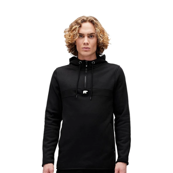 Bad Bear Defence Half-Zip Hoodie Siyah - Resim 2