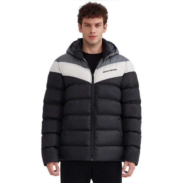 Skechers S222069 M Outerwear Colorblock Padded Ceket Siyah ürün görseli 1