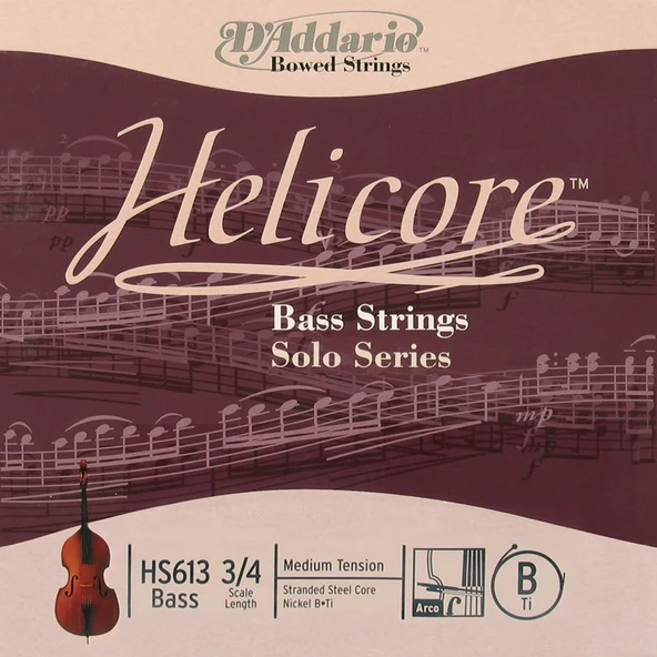 D'Addario HS613 Helicore Tek Kontrabas Mi (E) Teli (3/4 - Solo) | Solo Performanslar İçin Optimize Edilmiş Tansiyon Net ve Keskin Projeksiyon ürün görseli 1