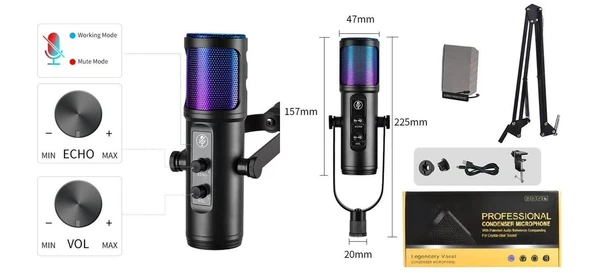Nemesis BM700KIT Profesyonel Mikrofon Kayıt Seti | Kondenser Mikrofon, Shock Mount ve Masa Standı Dahil Başlangıç Seviyesi Podcast Seti ürün görseli 1