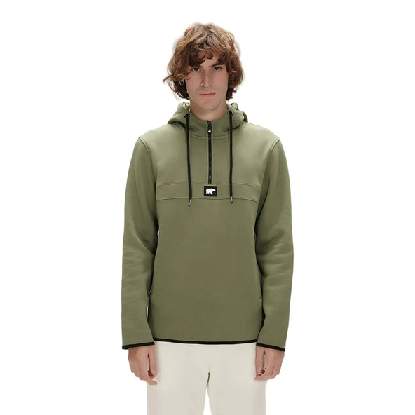 Bad Bear Defence Half-Zip Hoodie Yeşil ürün görseli 1