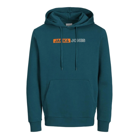 Jack & Jones 12233599 Jjecorp Logo Sweat Hood Petrol ürün görseli 1
