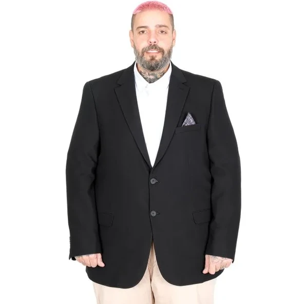 Büyük Beden Erkek Mendi Blazer Ceket 26020 SIYAH ürün görseli 1