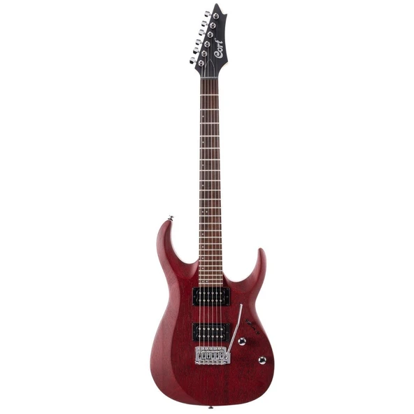 Cort X100-opbc Elektro Gitar - Open Pore Black Cherry (başlangıç/orta Seviye) | Meranti Gövde, Powersound Hh Manyetik Dizilimi, Modern Tremolo Köprü Ve Doğal Rezonansı Artıran Açık Gözenekli Bitiş ürün görseli 1