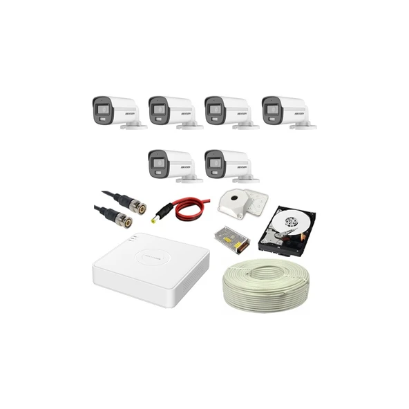 HIKVISION Colorvu 6lı 2mp Set Gece Renkli Sesli Görüntü 1TB HDD ürün görseli 1
