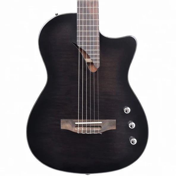 Madison MECG-T01-BK Elektro Klasik Gitar - Siyah (Profesyonel - İnce Kasa / Thin Body) | Siyah Parlak Cila, İnce Gövde Yapısı ile Sahne Konforu, Aktif Preamp ve Ekolayzer | Ölçüler: 65 mm Kasa Derinli ürün görseli 1