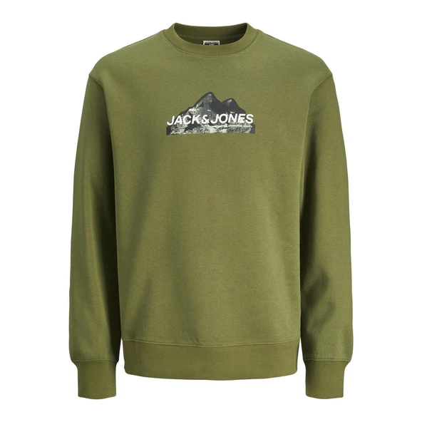 Jack & Jones 12262094 Jcomountain Logo Sweat Crew Neck Yeşil ürün görseli 1