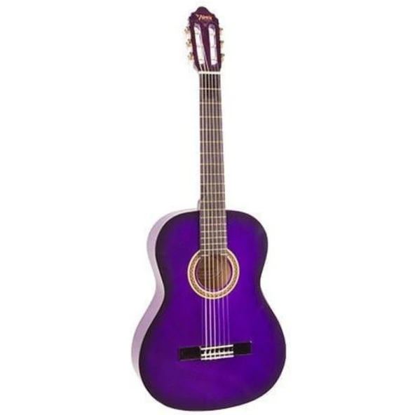 Valencia VC103TPPS 3/4 Klasik Gitar - Mor Sunburst (Başlangıç Seviyesi) | Sap Ayar Çeliği (Truss Rod), Canlı Mor Tonları, Orta Boyutlu Kasa Avantajı ve Kararlı Akort Yapısı ürün görseli 1