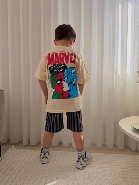 Cg Kids Marvel Örümcek Adam Hulk Kaptan Amerika Iron Man Kaliteli Baskılı Erkek Çocuk Alt Üst Takım ürün görseli 1