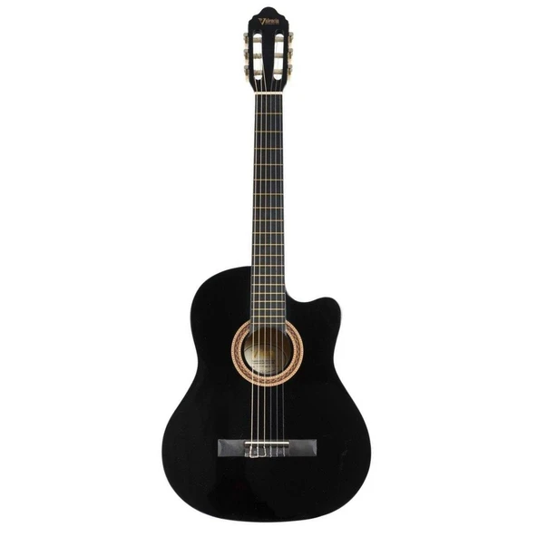 Valencia VC104TCBK Klasik Gitar Cutaway (Siyah) | Kesik Kasa - Sap Çelikli - Modern Görünüm ürün görseli 1