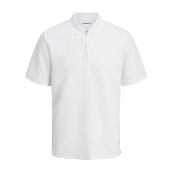 Jack & Jones 12279177 Jjeaustin Zip Polo Ss Sn Beyaz ürün görseli 1