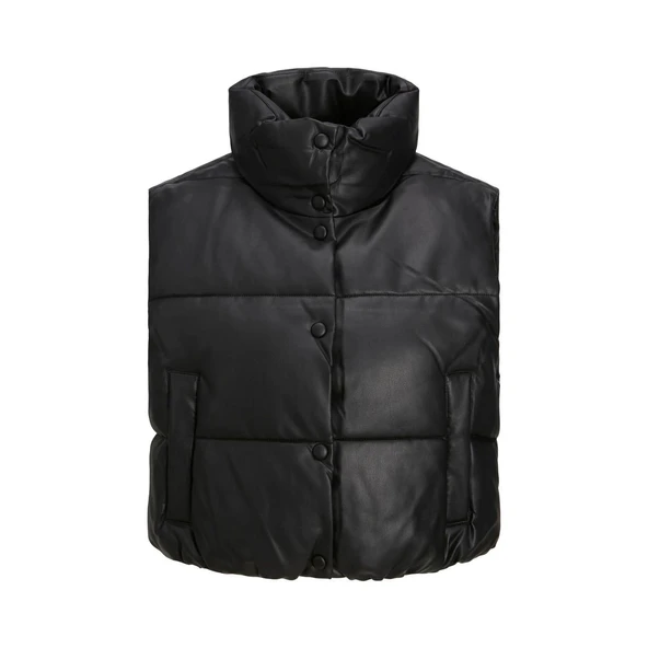 JJXX 12236382 Jxbreezy Faux Leather Şort Vest Otw Siyah ürün görseli 1