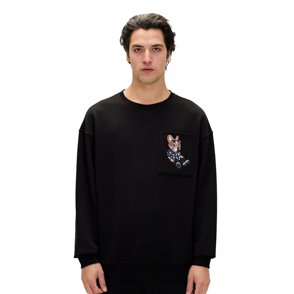 Bad Bear 24.02.12.015 Javed Crewneck Sweatshirt Siyah ürün görseli 1