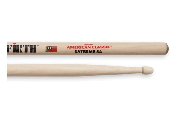 Vic Firth X5A American Classic Extreme 5A Baget (Profesyonel) | Standart 5A'dan Daha Uzun (Extreme) Tasarım, Daha Fazla Erişim (Reach) ve Vuruş Gücü, Amerikan Hickory Ağacı ürün görseli 1