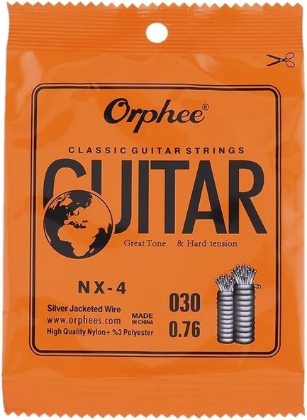 Orphee NX-4 Klasik Gitar Re (D) Teli - 4. Tel (Aksesuar - Yedek Tek Tel) | Gümüş Kaplama Bakır Sargı, Güçlü Rezonans ve Sıcak Alt Tonlar | Uyum: Tüm Klasik Gitarlar ürün görseli 1