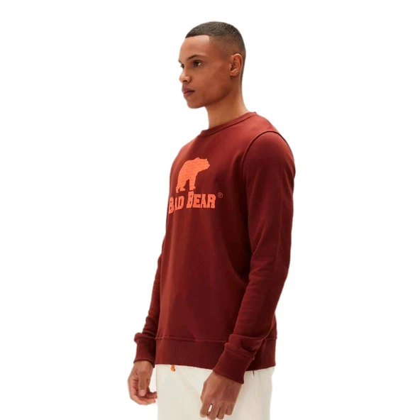 Bad Bear Logo Crewneck Sweatshirt Kahve - Resim 3
