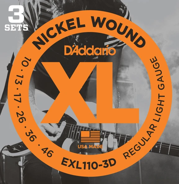 D'Addario EXL110-3D XL Nickel Serisi Elektro Gitar Tel Seti (Regular Light - 10-46) ürün görseli 1