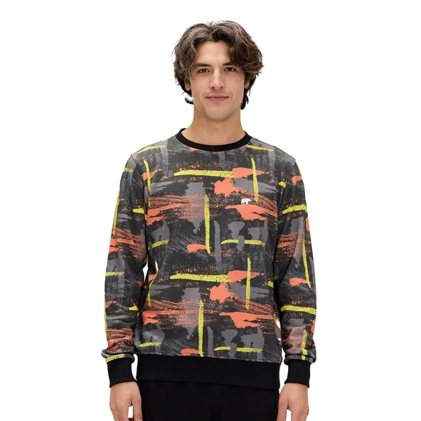 Bad Bear 24.02.12.017 Flame Crewneck Sweatshirt Siyah ürün görseli 1