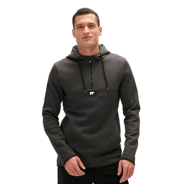Bad Bear Defence Half-Zip Hoodie Koyu Gri ürün görseli 1