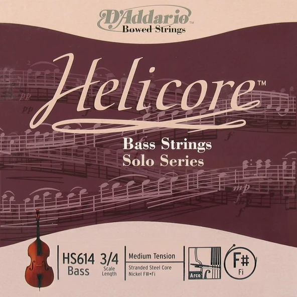 D'Addario HS614 Helicore Tek Kontrabas Fa# (F#) Teli (3/4 - Solo) | Yüksek Pozisyonlarda Net Duyum Özel Solo Akort Uyumu ve Teknik Esneklik ürün görseli 1