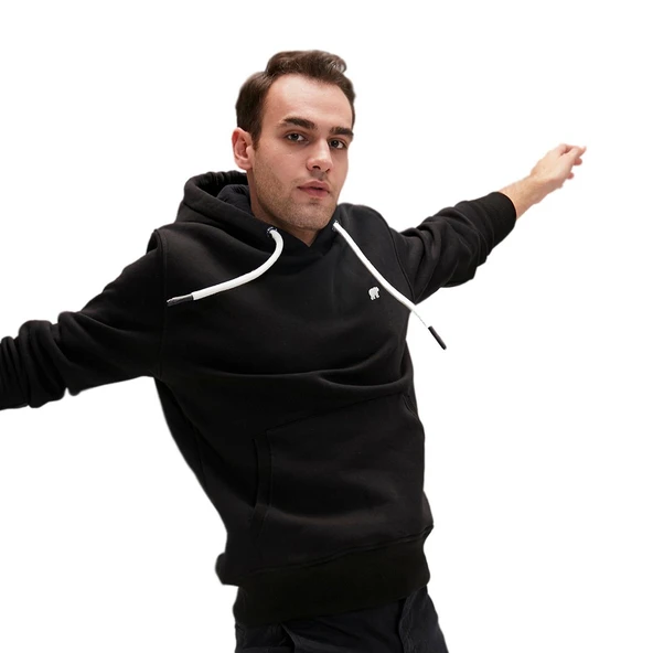 Bad Bear Simple Hoodie Sweatshirt Siyah - Resim 2
