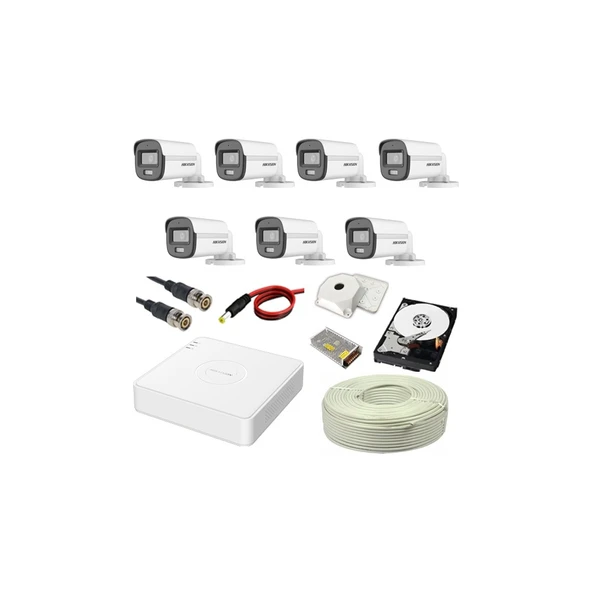HIKVISION Colorvu 7li 2mp Set Gece Renkli Sesli Görüntü 1tb HDD ürün görseli 1
