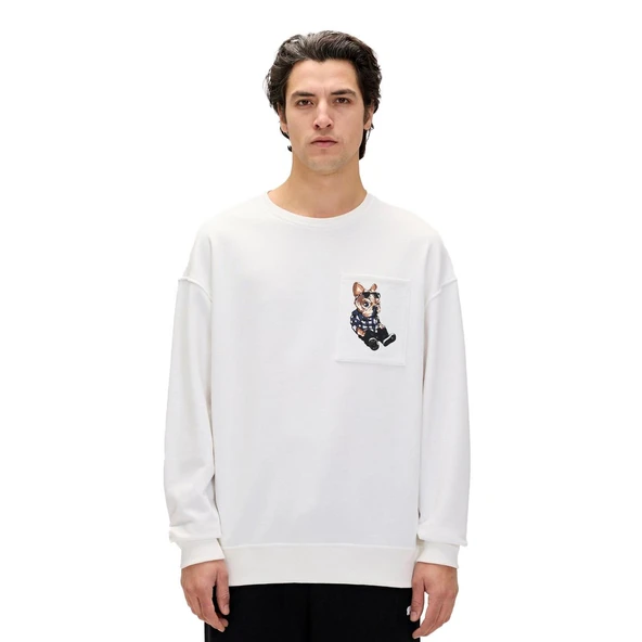 Bad Bear 24.02.12.015 Javed Crewneck Sweatshirt Beyaz ürün görseli 1