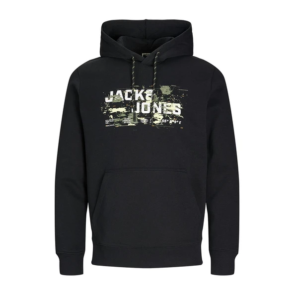 Jack & Jones 12261670 Jcooutdoor Logo Sweat Hood Sn Siyah ürün görseli 1