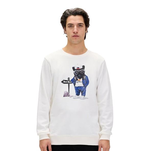 Bad Bear 24.02.12.020 Panther Crewneck Sweatshirt Beyaz ürün görseli 1
